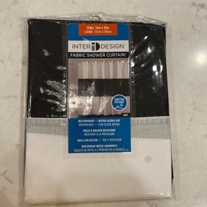 New! Black and white stripe shower stall curtain!